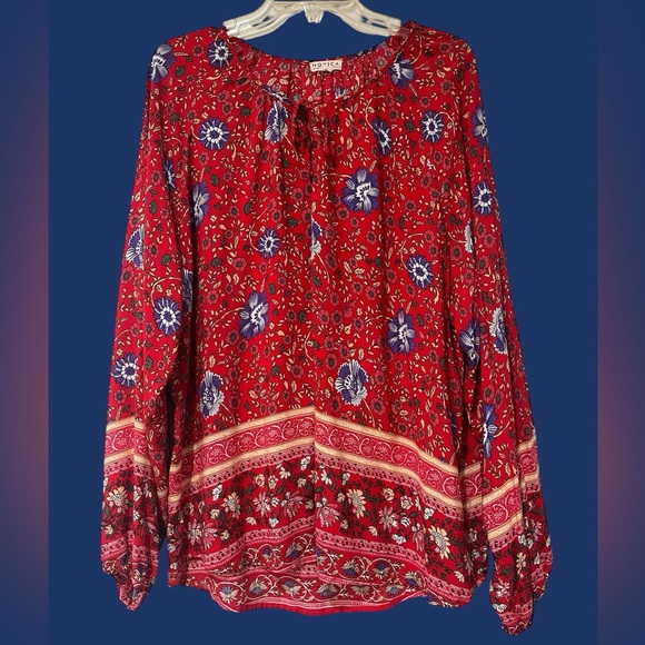 Imported Novica XXL Southwestern-Style Peasant Blouse w/ Drawstring Neckline - Picture 1 of 10
